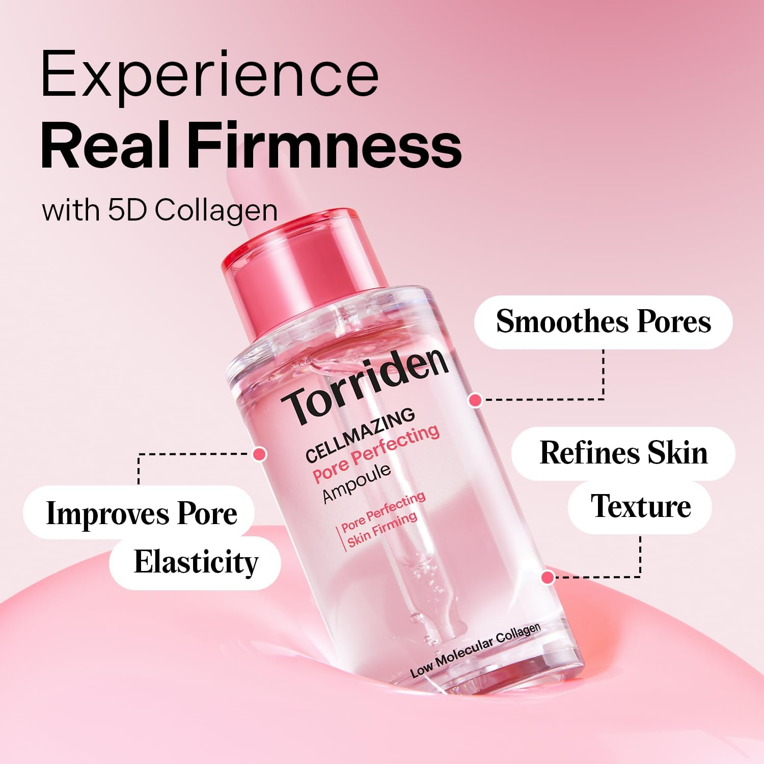 Torriden CELLMAZING Pore Perfecting Ampoule 30Ml (1.01 Fl.Oz.) | Improving Skin Elasticity | 5D Collagen, Peptide Complex, PHA, LHA | Korean Facial Serum, Korean Skin Care