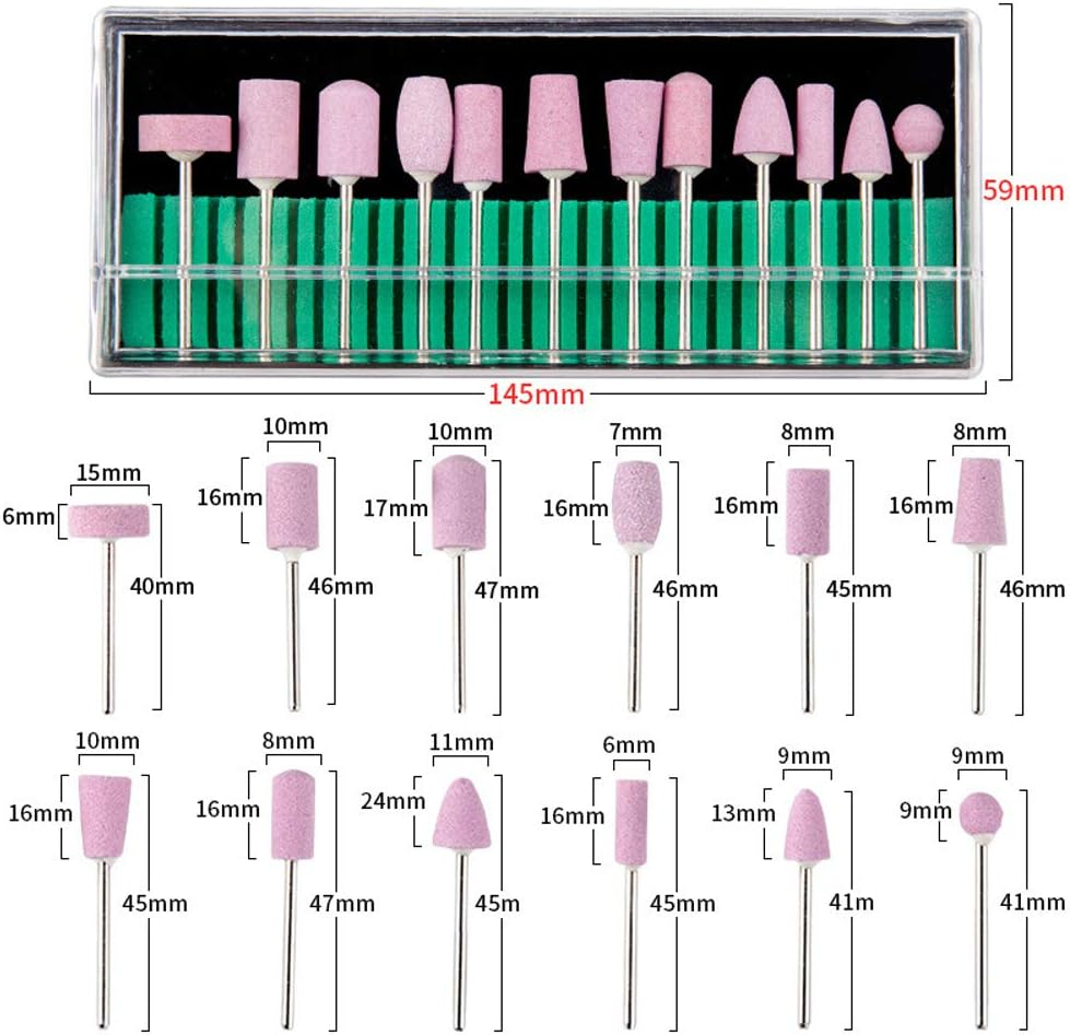 12Pcs Nail Drill Bits Polishing Buffing Electric Manicure Head Replacement Grinding Head with Case for Manicure Pedicure Nail Art Salon Polishing Tools, Pink image number 2