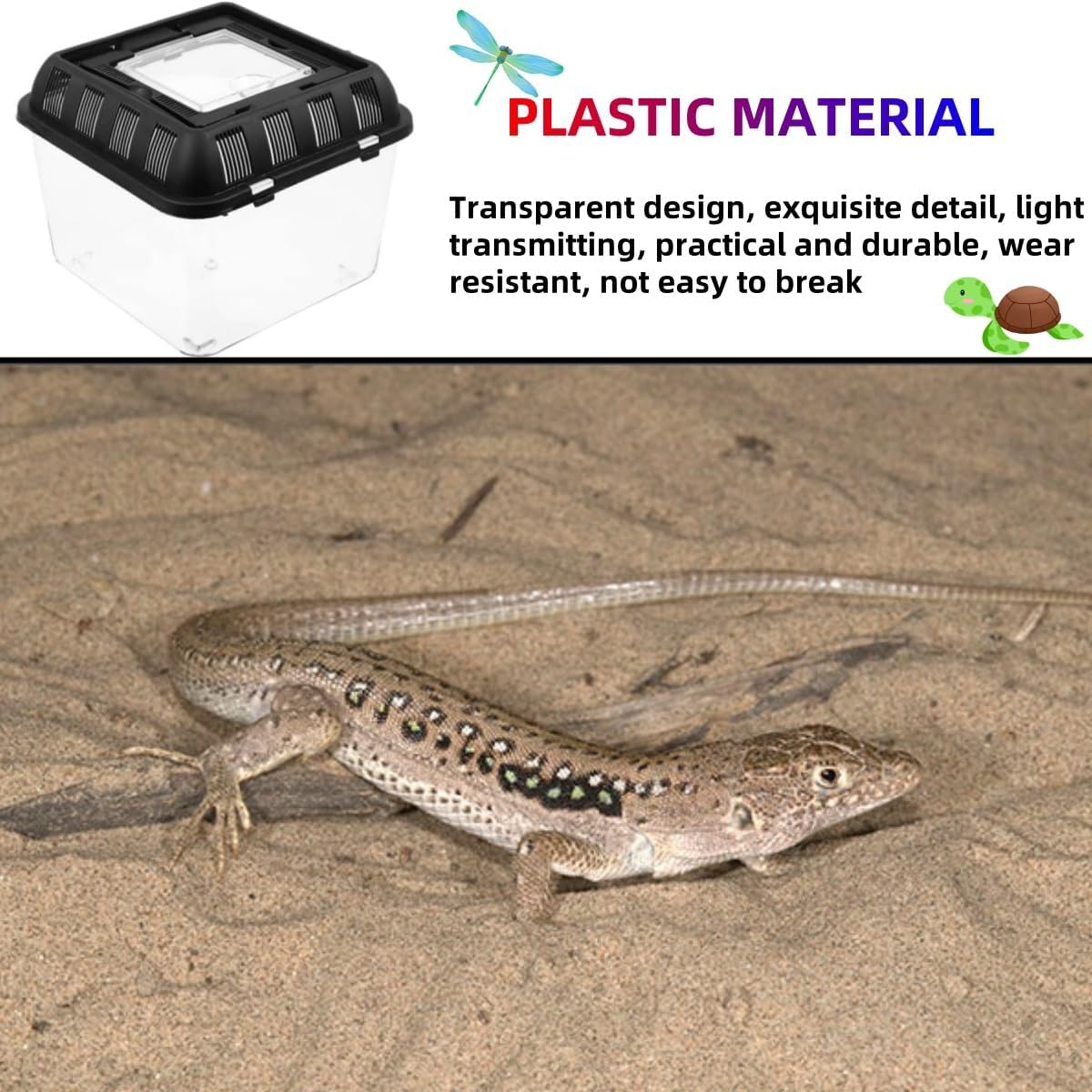 Small Pet Breeding Box,Reptile Habitat Tank Turtle Aquarium Home Turtle Habitat Breeding Box for Reptiles Pet,Storage Box with Handle image number 2