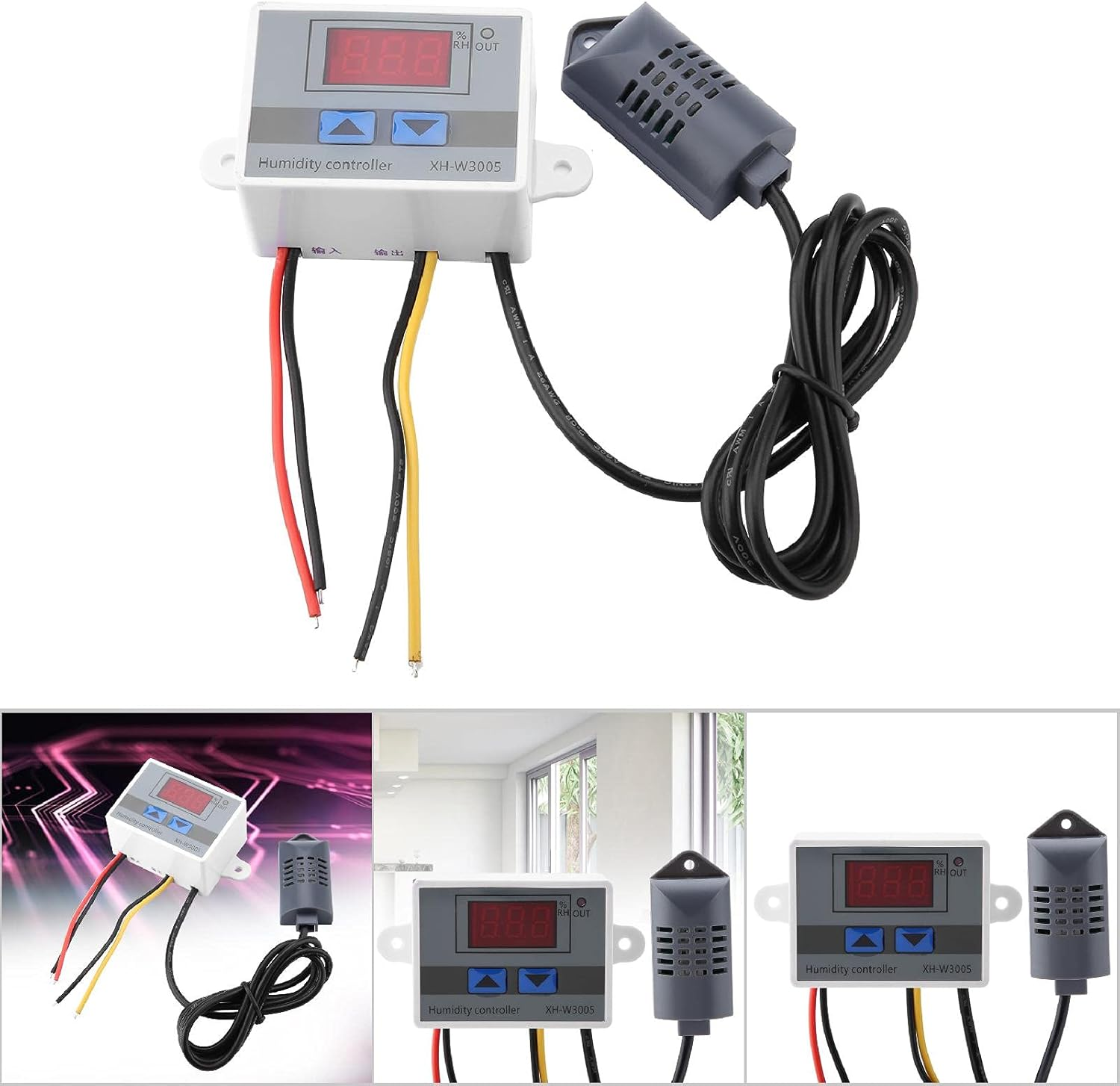 Digital Humidity Controller, Humidity Control Switch, Hygrometer Switch Controller Humidity Sensor, Wide Measuring Range of Humidity 00%~99% RH (220V) image number 3