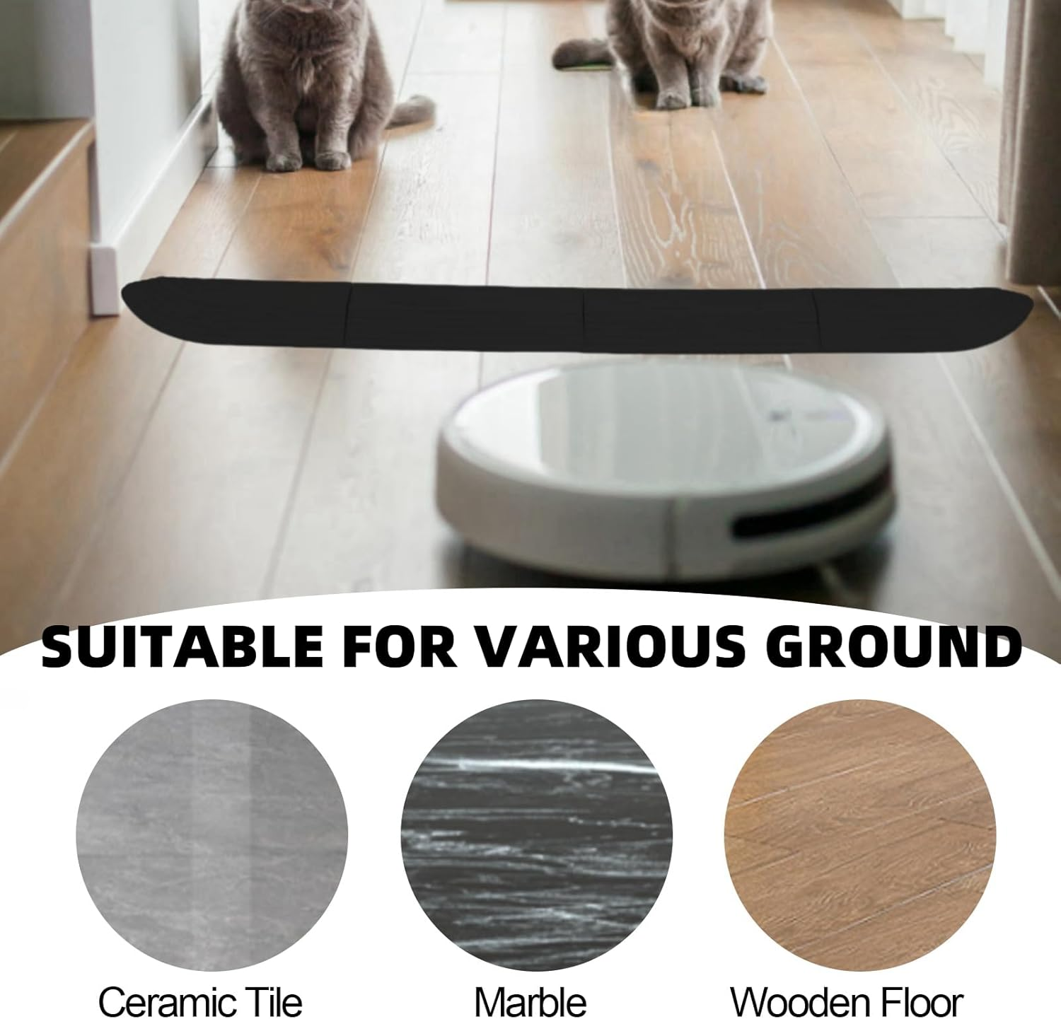 Rubber Threshold Ramp for Robot Vacuum, Wheelchair, Doorways, Bathroom, Black, 4 Pack