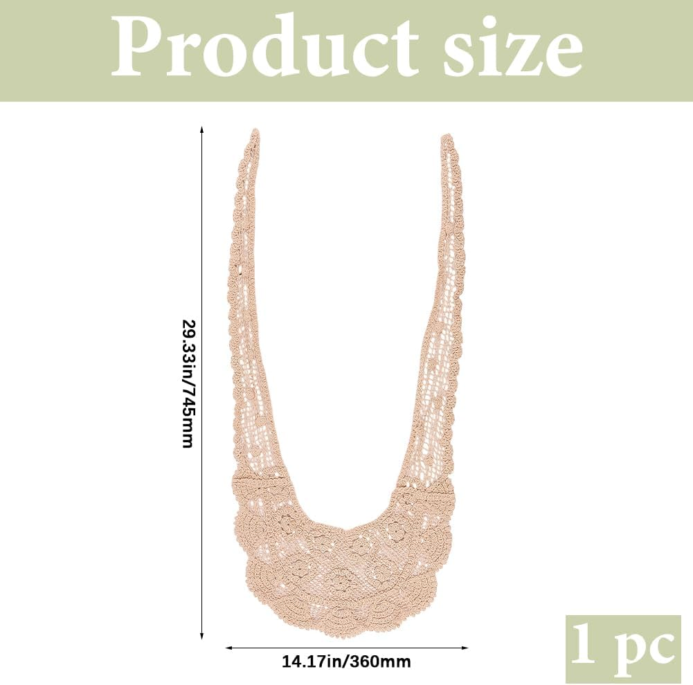 CABODYALS White Scarf Made of Floral Lace Knitted Bandanas Headbands Vintage Crochet Flower Pattern Small Cloths Removable False Collar Head Wrap Scarves for Women Costume Accessories Decoration Hair image number 6