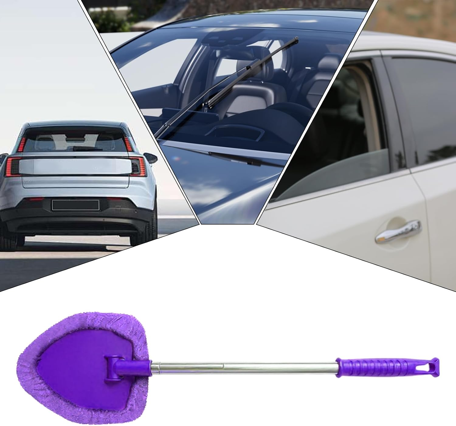 Windshield Cleaner inside - Soft Non Slip Compact Wiping Tool | Car Windshield Cleaner Tool - for Automotive Vehicle Trunk Home Indoor Garage Outdoor Father Friend - Purple image number 4