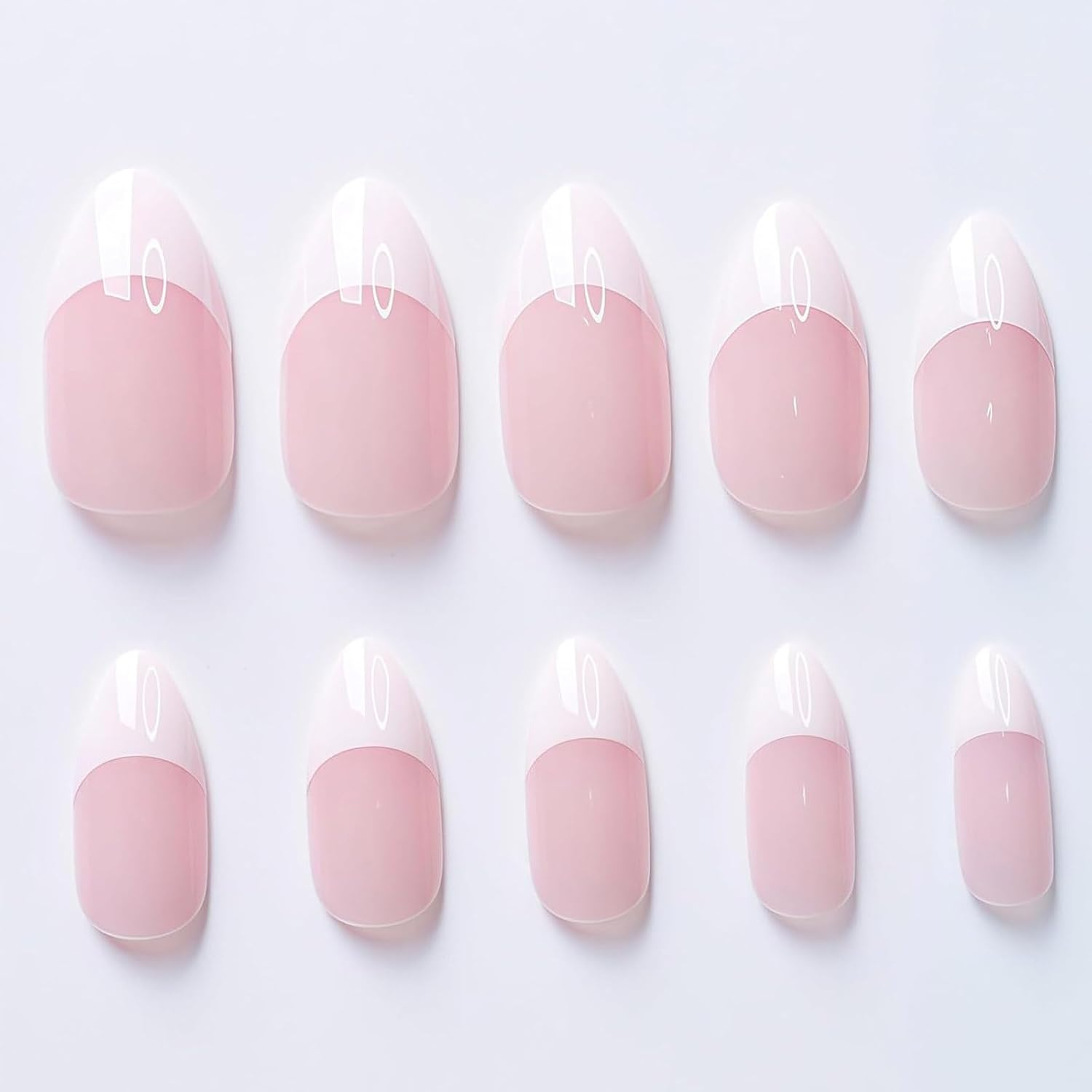 240Pcs Stick on Nails, White French Tip Press on Nails, 10 Sizes Almond French Tip Nails，Matte Fake Nails，Diy Nail Art Nude Gel Press on Nail（French White） image number 4