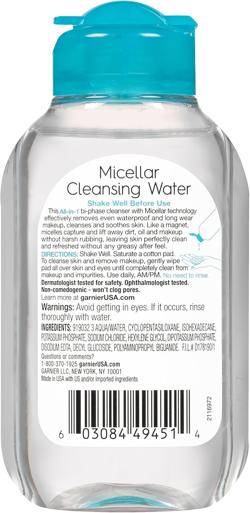 Garnier Skinactive Micellar Cleansing Water, for Waterproof Makeup, 3.4 Fl Oz image number 4