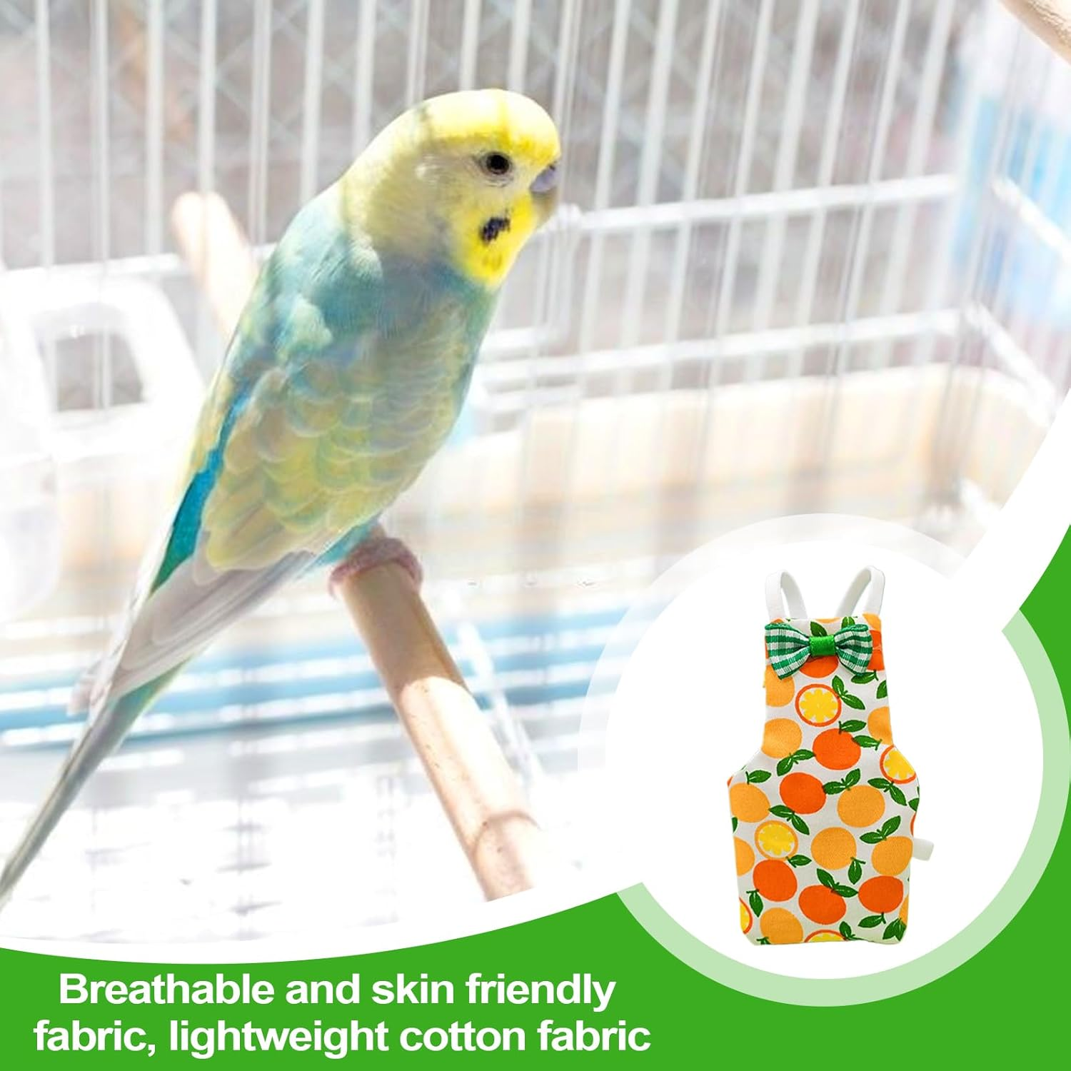 Bird Nappy - Bird Clothing for Pigeons - Pack of 3 Breathable Cotton with Strap Washable Clothes for Pets for Budgies Parakeet Canary Macaw Halloween image number 2
