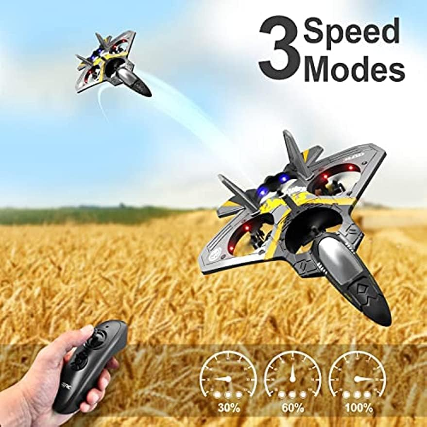 Remote Control Plane 2.4Ghz Foam RC Airplanes Helicopter Quadcopter for Adults Kids, Spinning Drone, Gravity Sensing,Stunt Roll, Cool Light, 2 Battery, Gifts for Kids Boys
