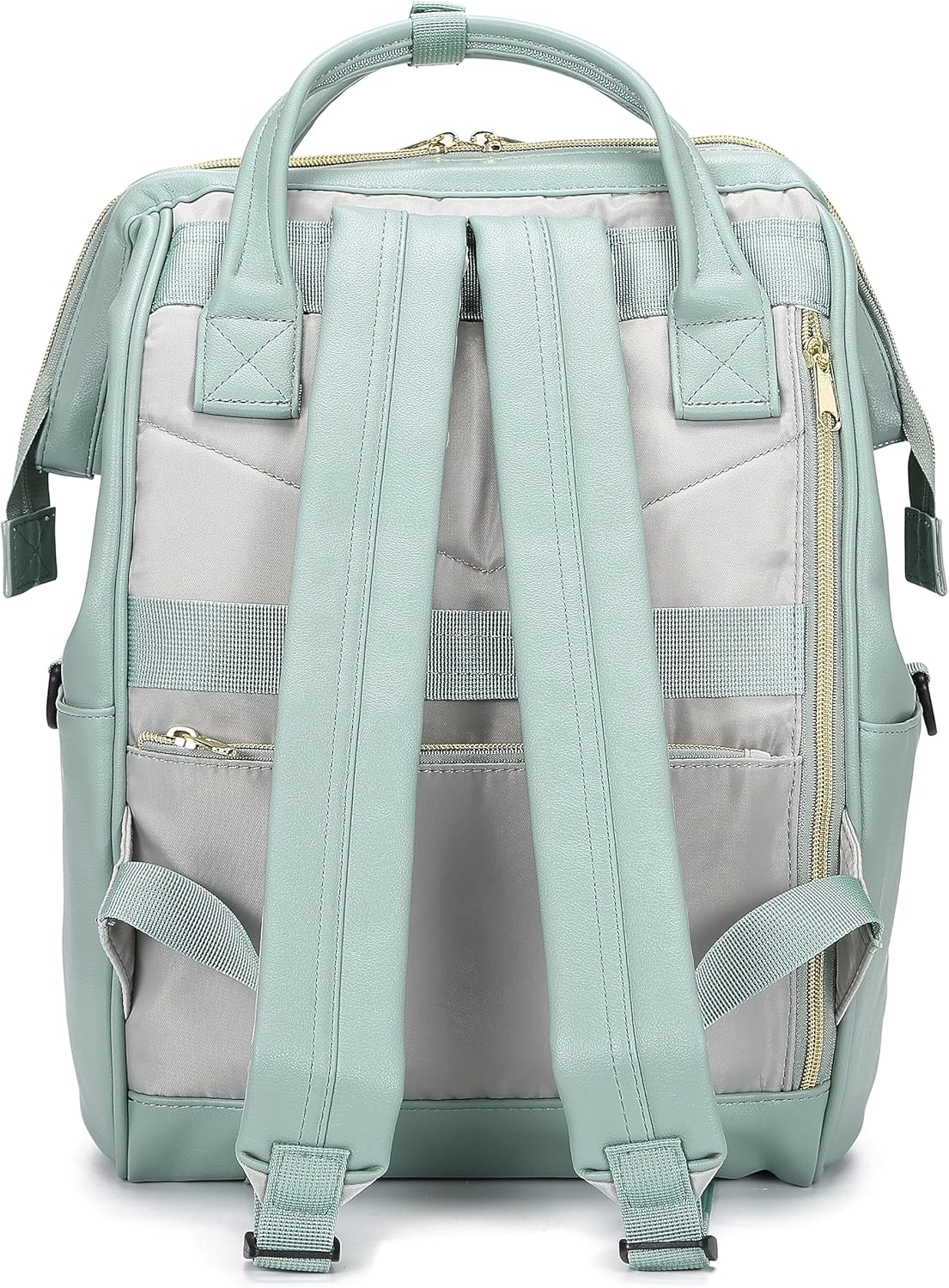 Kah&Kee Leather Backpack Diaper Bag Laptop Travel Doctor Teacher Bag for Women Man - Green Ii image number 5