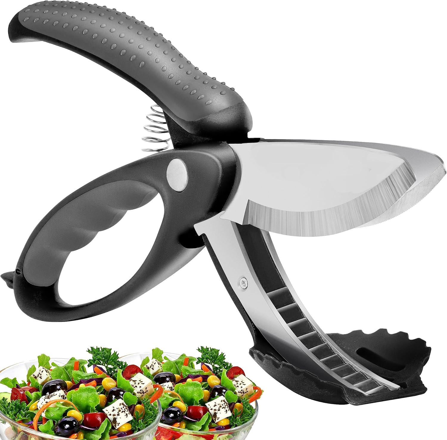 Upgraded Salad Scissor Salad Choppers Tossing and Chopping Heavy Duty Kitchen Salad Scissors Multifunction Double Blade Salad Cutting Tong Scissor Double Blade