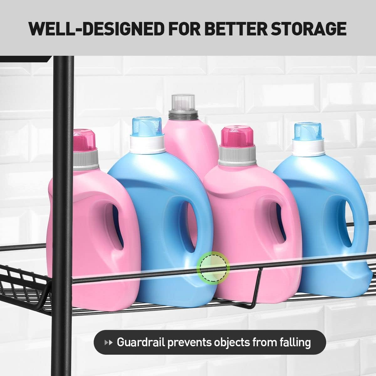 3-Tier over Toilet Washing Machine Shelf Steel Freestanding Bathroom Rack Laundry Shelf Storage Organizer - Black-R1 image number 6