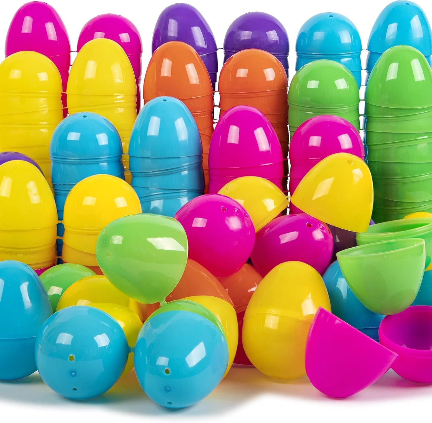 Fillable Easter Eggs, Fyvadio Empty Plastic Fillable Eggs Plastic Bright Easter Egg Assortment 48 Pcs Perfect for Easter Egg Hunt/Surprise Egg/Easter Hunt Accessories image number 3
