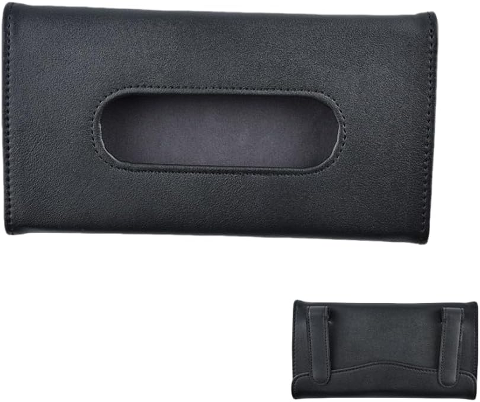 Car Tissue Holder, Leather Tissue Holder, Mask Holder, Rectangular Sun Visor Napkin, Premium Car Tissue Box (Black) image number 2