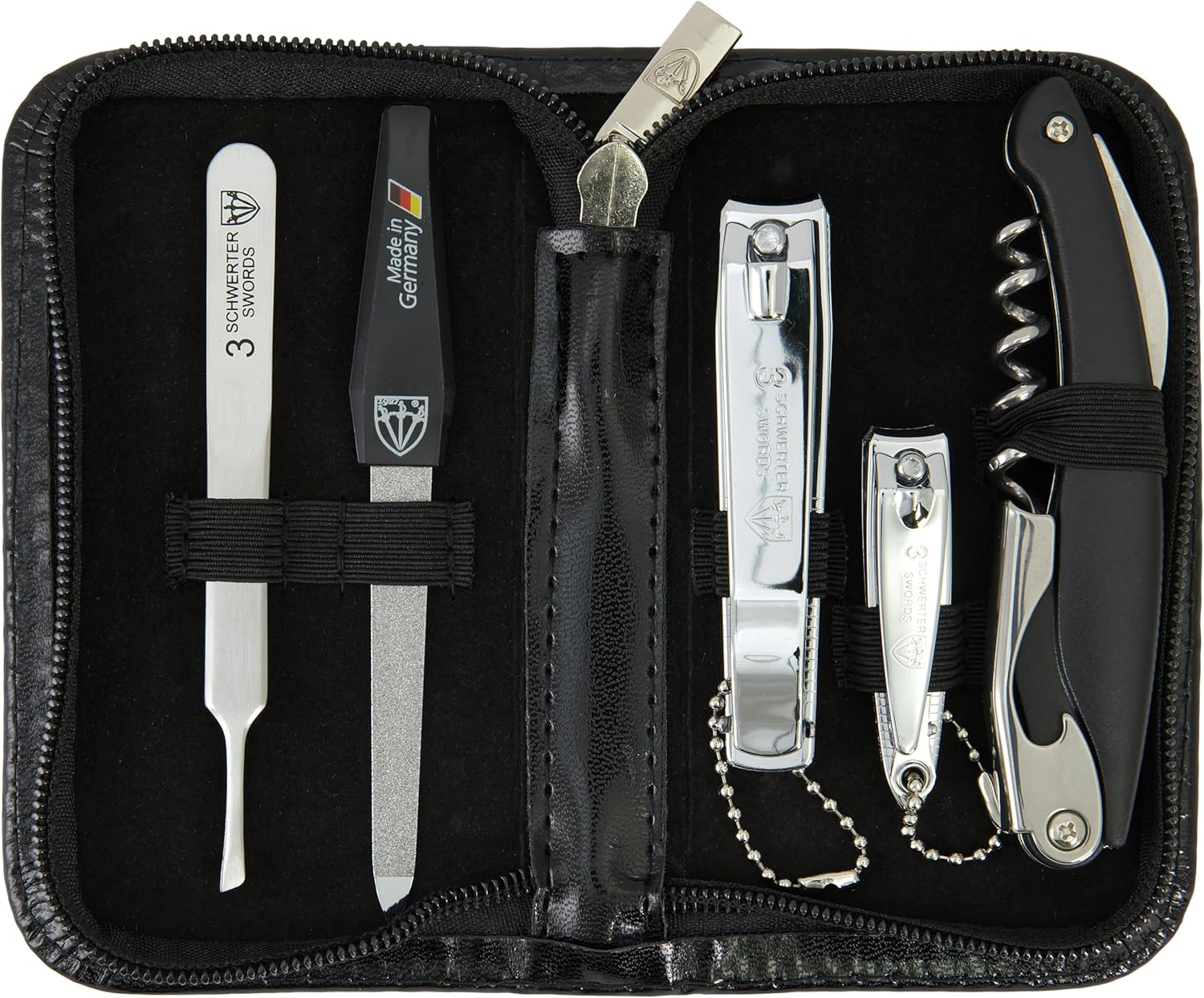 3 Swords Germany - Brand Quality 5 Piece Manicure Pedicure Grooming Kit Set for Professional Finger & Toe Nail Care Scissors Clipper Fashion Leather Case in Gift Box, Made by 3 Swords (00804) image number 4