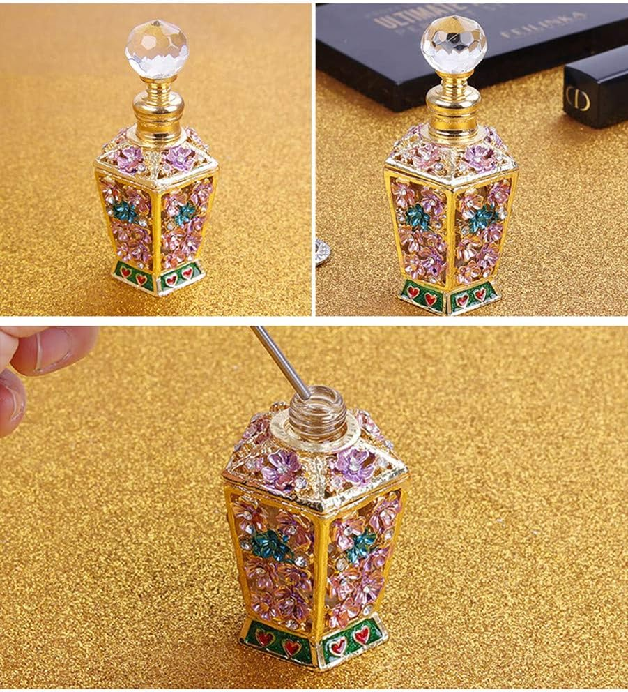 SEVENBEES Classic Vintage Antique Hollow-Out Flower Refillable Perfume Bottle - Bird image number 2
