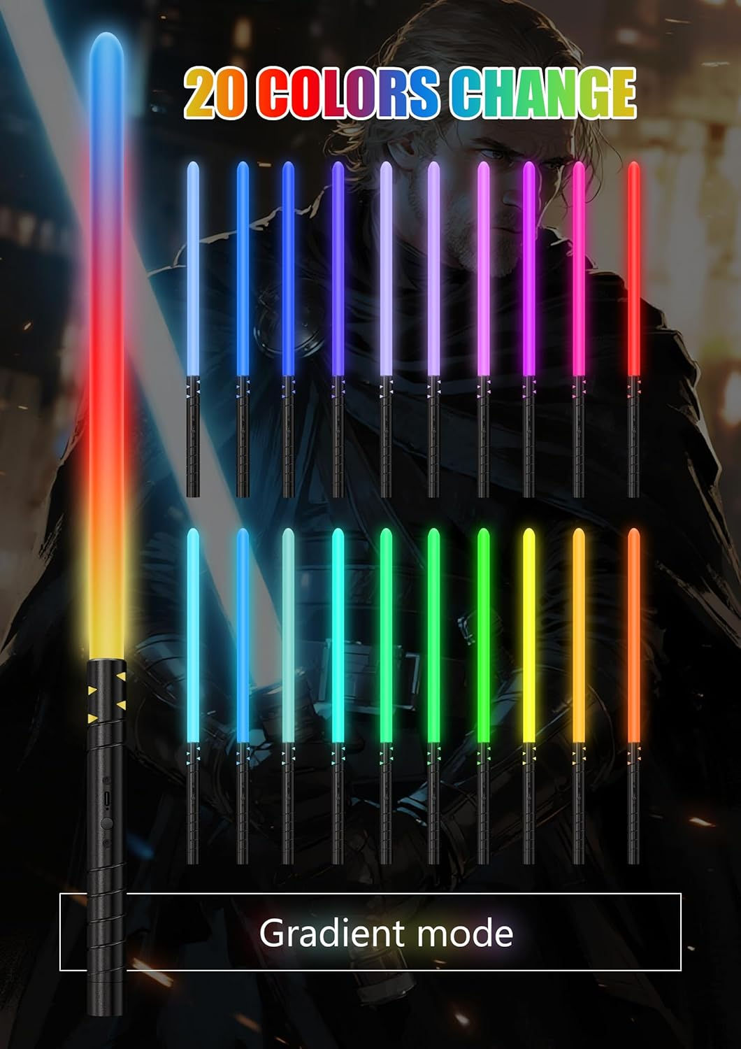 Lightsaber Mini Style, Rechargeable Metal Hilt Dueling Light Saber,2-In-1 Double Blade with & Hilt Vibration Cosplay Toys for Kids,Halloween Birthday Decoration image number 2