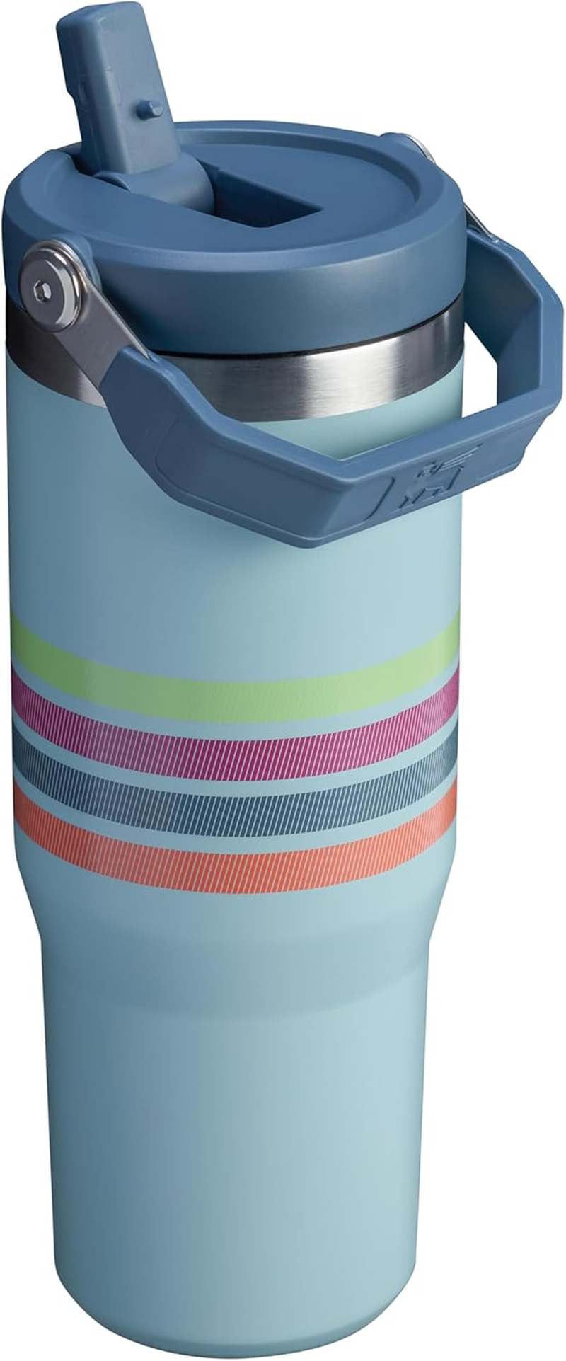 Stanley 1913 Iceflow Flip Straw Tumbler with Handle 30 Oz | Twist on Lid and Flip up Straw | Leak Resistant Water Bottle | Insulated Stainless Steel | Bpa-Free | Seafoam Stripe image number 2