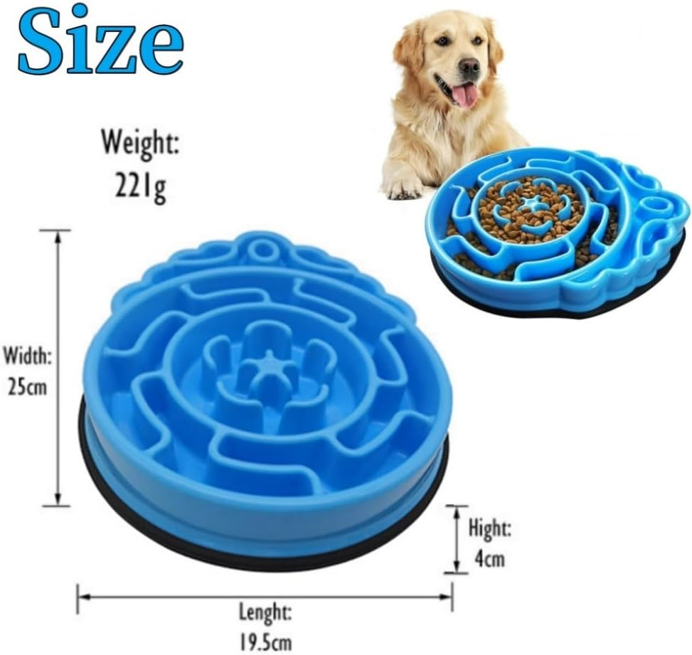 Dog Bowls Slow Feeder, Dog/Cat Puzzle Bloat Stop to Slow down Eating,Dog Dishes,Large Medium Small Breed & Puppy Dog No Choking Slow Feeder Bowl,Dog Food Water Bowl with Blue Water Drop Pattern image number 5