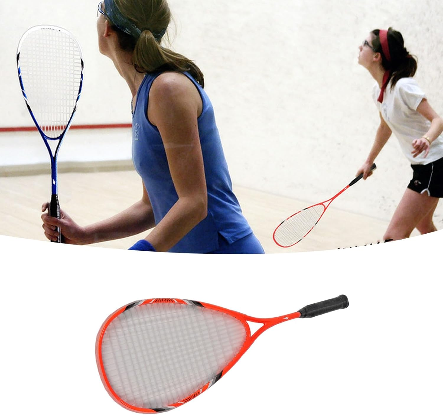 Squash Racket, Carbon Aluminium Alloy Integrated Lightweight Sports Beginner Squash Racket Set for Gym School Playgrounds image number 4