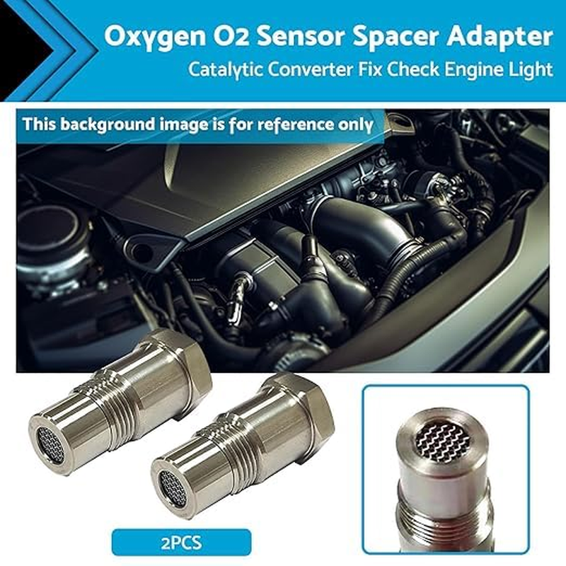 2 Pcs Silver Oxygen O2 Sensor, M18.5 Joint Extension Filter Screen Spacer Adapter Catalytic Converter Fix Check Engine Light Adapter Accessories