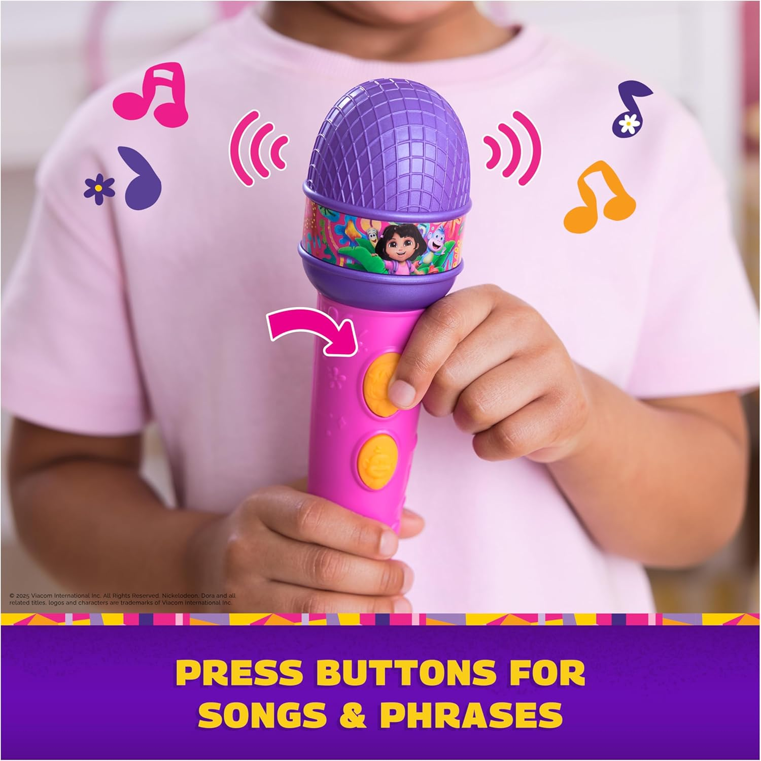 Dora, Rainforest Rhythms Microphone with Music, Sound Fx & Bilingual Phrases, Kids Toys for Girls & Boys Ages 3 and Up image number 1