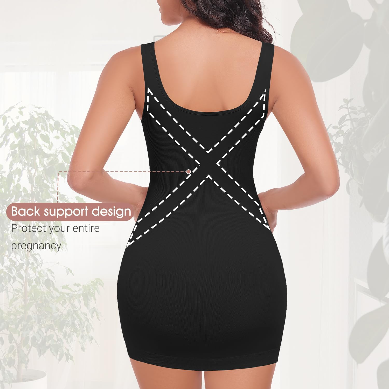 Diawsome Maternity Tank Tops Belly Support - Womens Sleeveless Bodycon Dresses for Baby Shower Pregnancy Shapewear Workout Shirts image number 6