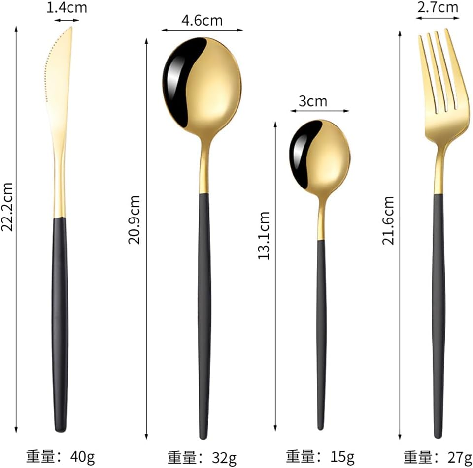 Tongke Portable Cutlery Set with Case 4 Pcs Premium Stainless Steel Flatware Set, Include Fork Knife Spoon Silverware Set for Lunch Camping School Picnic Workplace Travel(Black) - Silver image number 3