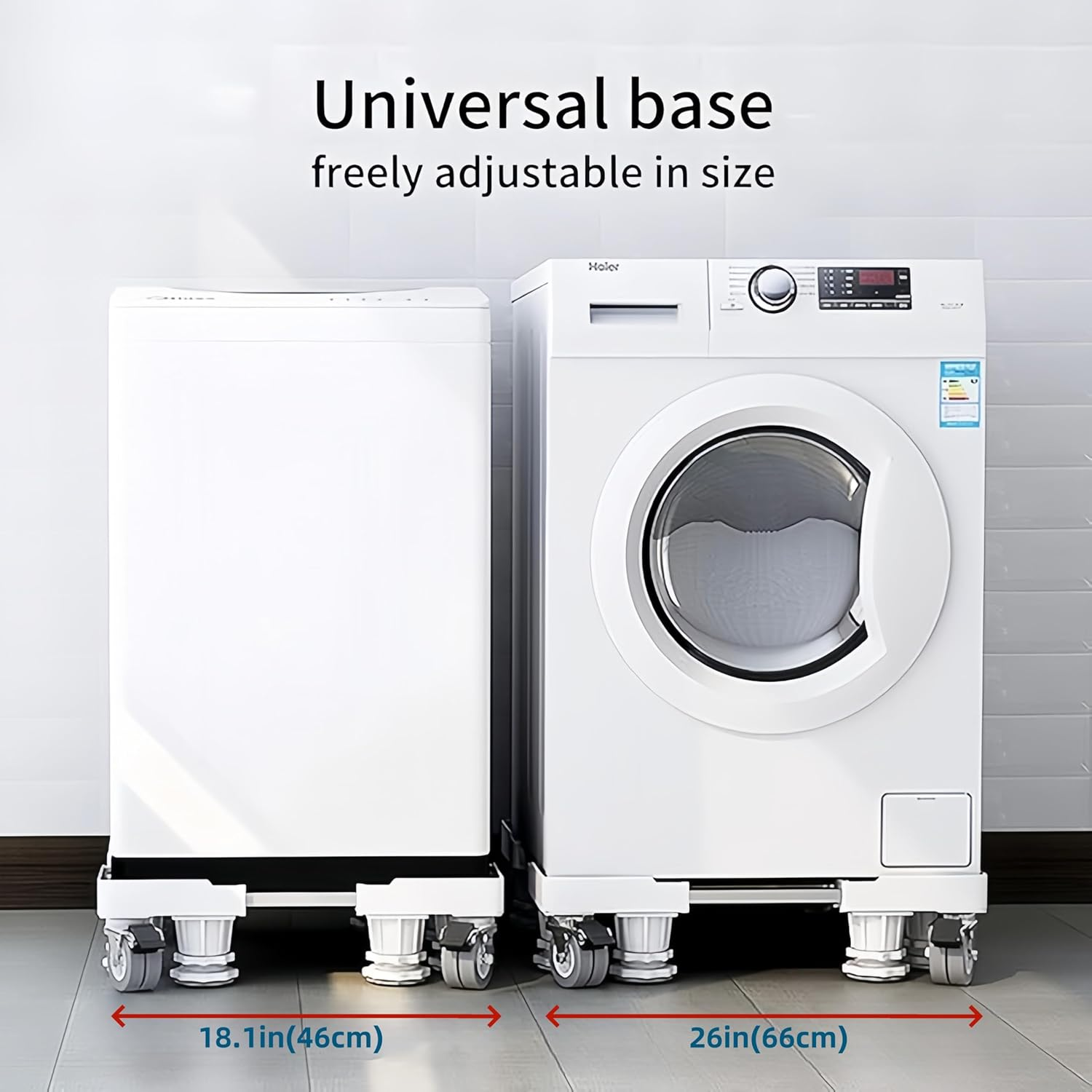 Carolyndesign Washing Machine Pedestal Stand with 8 Super Strong Feet and 4X2 Locking Universal Casters, Multifunctional Movable Adjustable Base for Washer Dryer and Refrigerator (L) image number 2