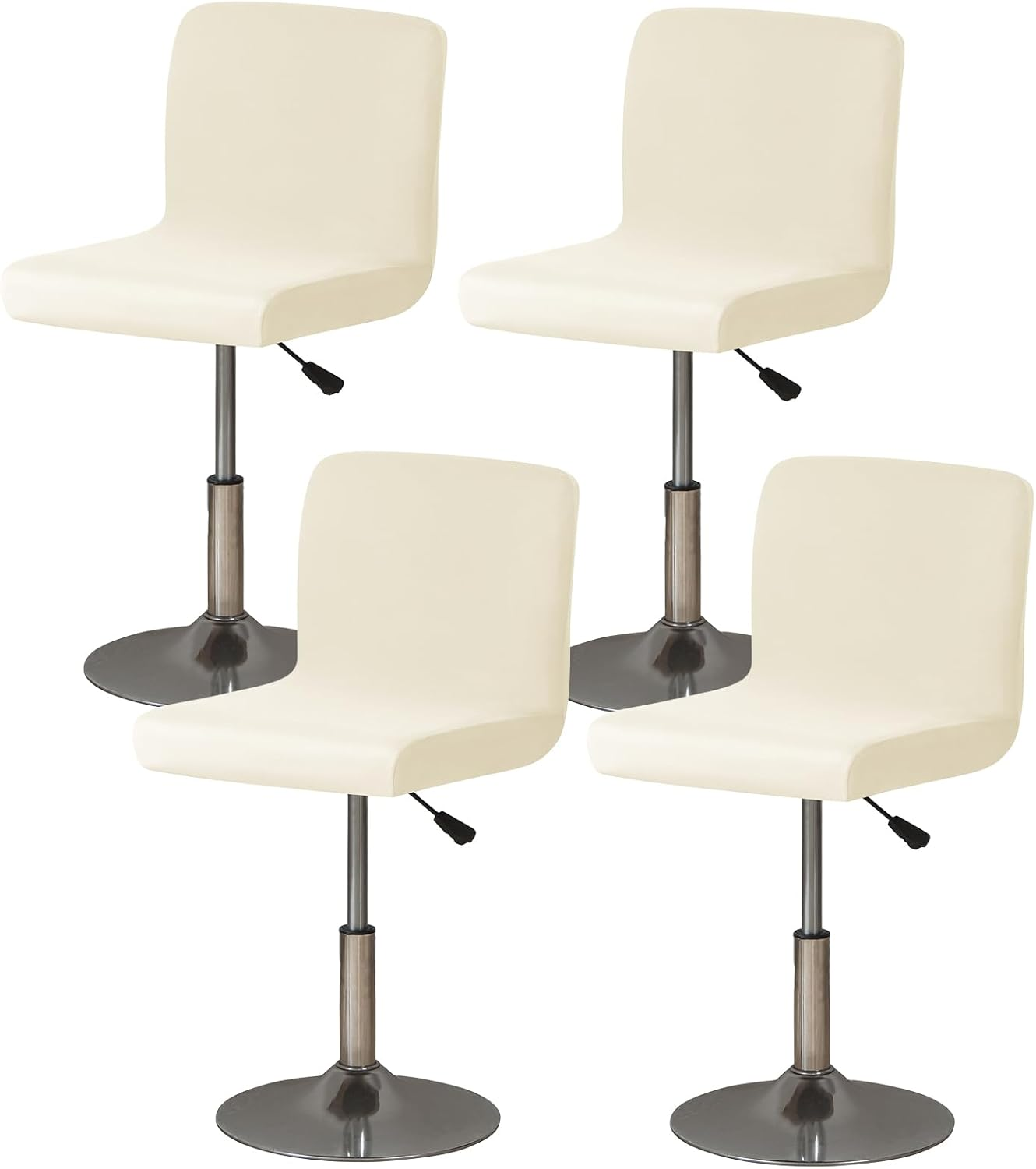 Gollense Bar Stool Covers Set of 4 Stretch Pub Counter Stool Chair Covers with Backs, Square Swivel Barstool Seat Slipcover with Elastic Bottom for Low Short Back Dining Chair (Beige)