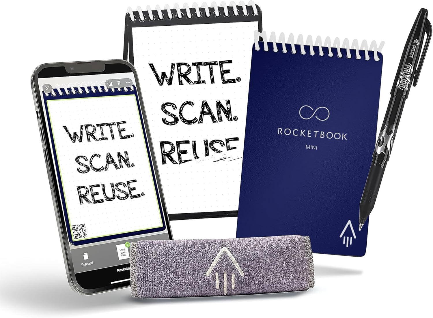 Rocketbook Smart Reusable Notebook, Mini Spiral Notebook, Infinity Black, (3.5" X 5.5")