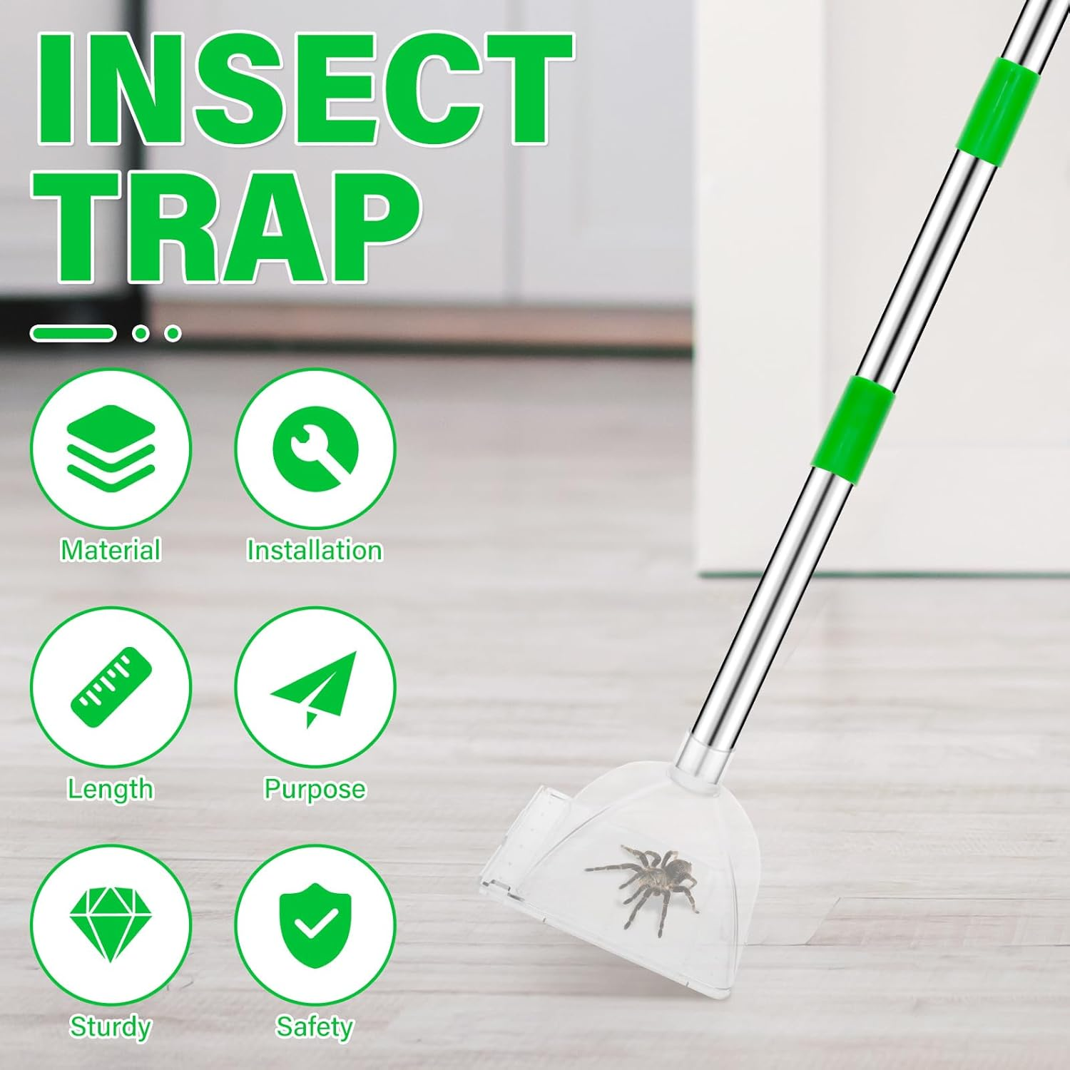 Spider Catcher, Easy Installation Hand Held Bug Catcher with Long Handle, Versatile Application for Home Indoor and Outdoor Use 14X13Cm image number 6