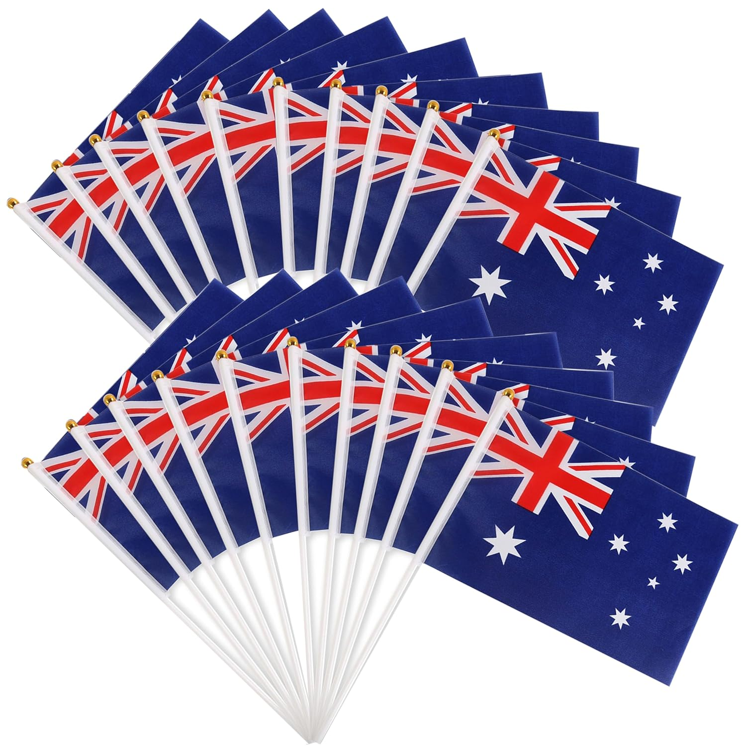 Bay Breeze 20Pcs Aussie Mini Flag, Pack of 20 Australian National Flags, 14Cm X 21Cm (20Pcs), Green and Gold, Perfect for Patriotic Celebrations, National Holidays, Sports Events image number 2