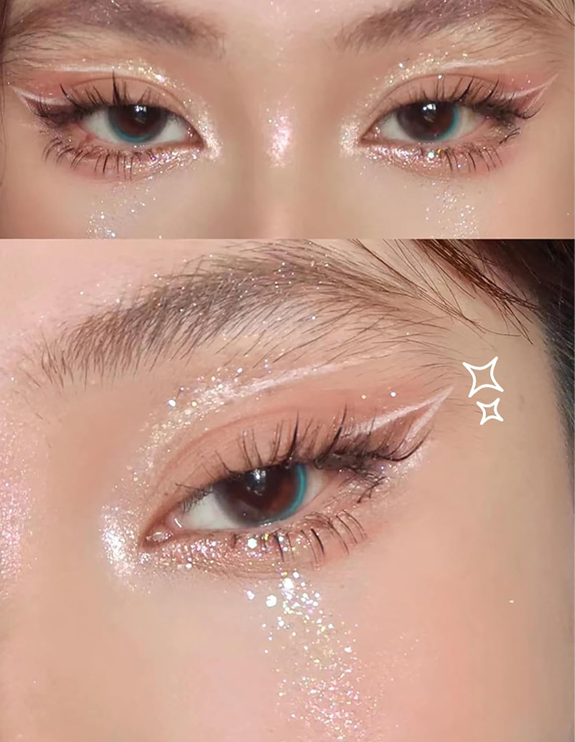 Shimmer Glitter Eyeshadow Palette, Korean Eye Glitter Makeup, Ultra-Blendable, Sparkle Silver Champagne Gold Eye Shadow, Single Shade Metallic Pigmented Color image number 6