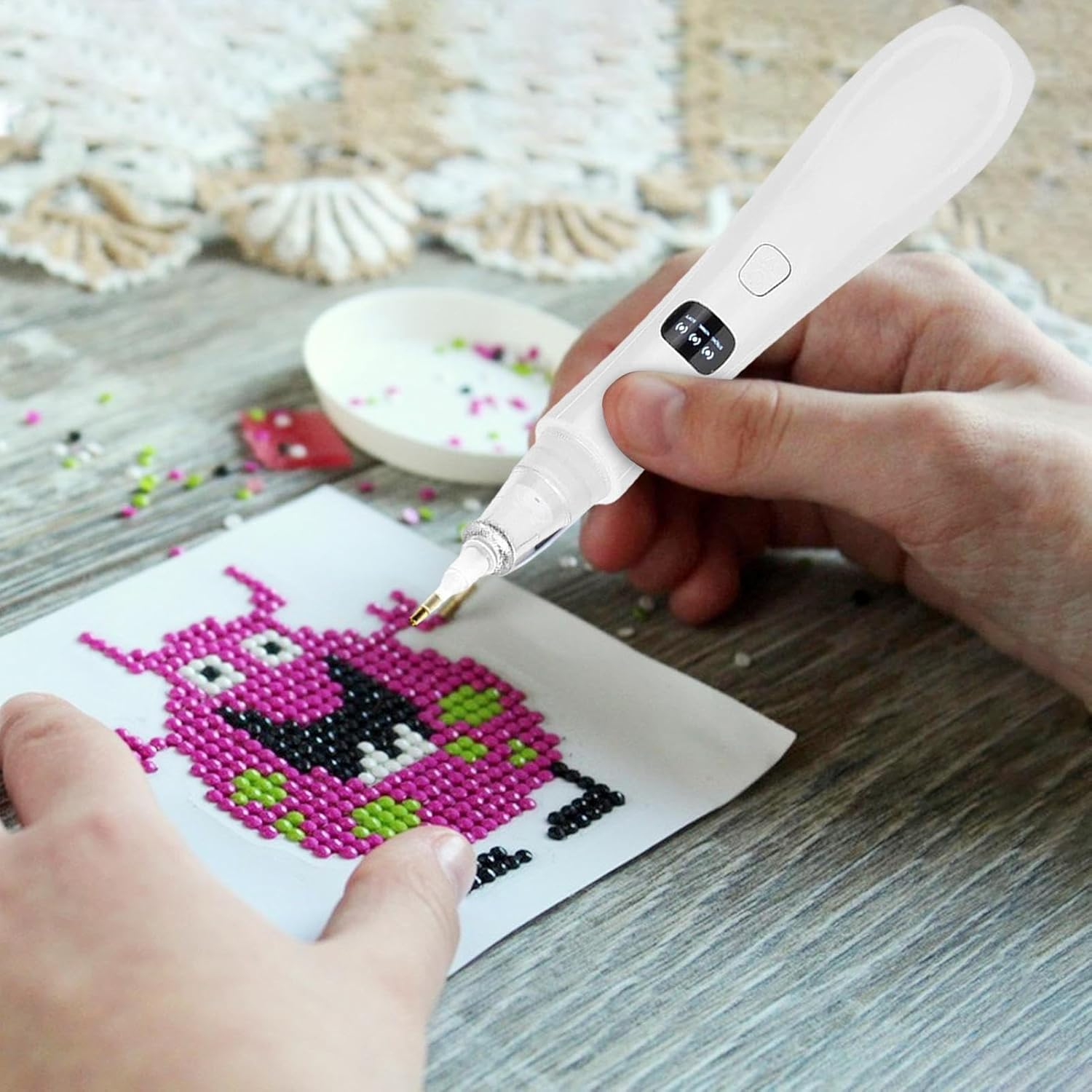 Rhinestone Pen - Gem Picker - Electric Picker 3 Adjustable Suction Mode Replacement Tip for Embroidery Decoration Craft Makeup Manicure image number 6