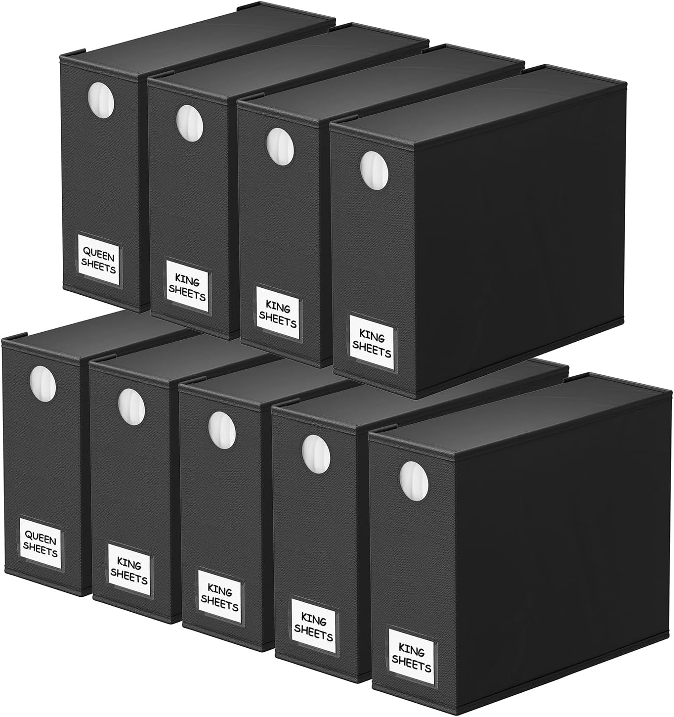 Spaceaid 6 Pack Bed Sheet Organizers and Storage, Foldable Sheet Organizer for Linen Closet, Sheets Set Folder Keeper with Window XL (Queen & King Size) Organizing Bedding Container, White