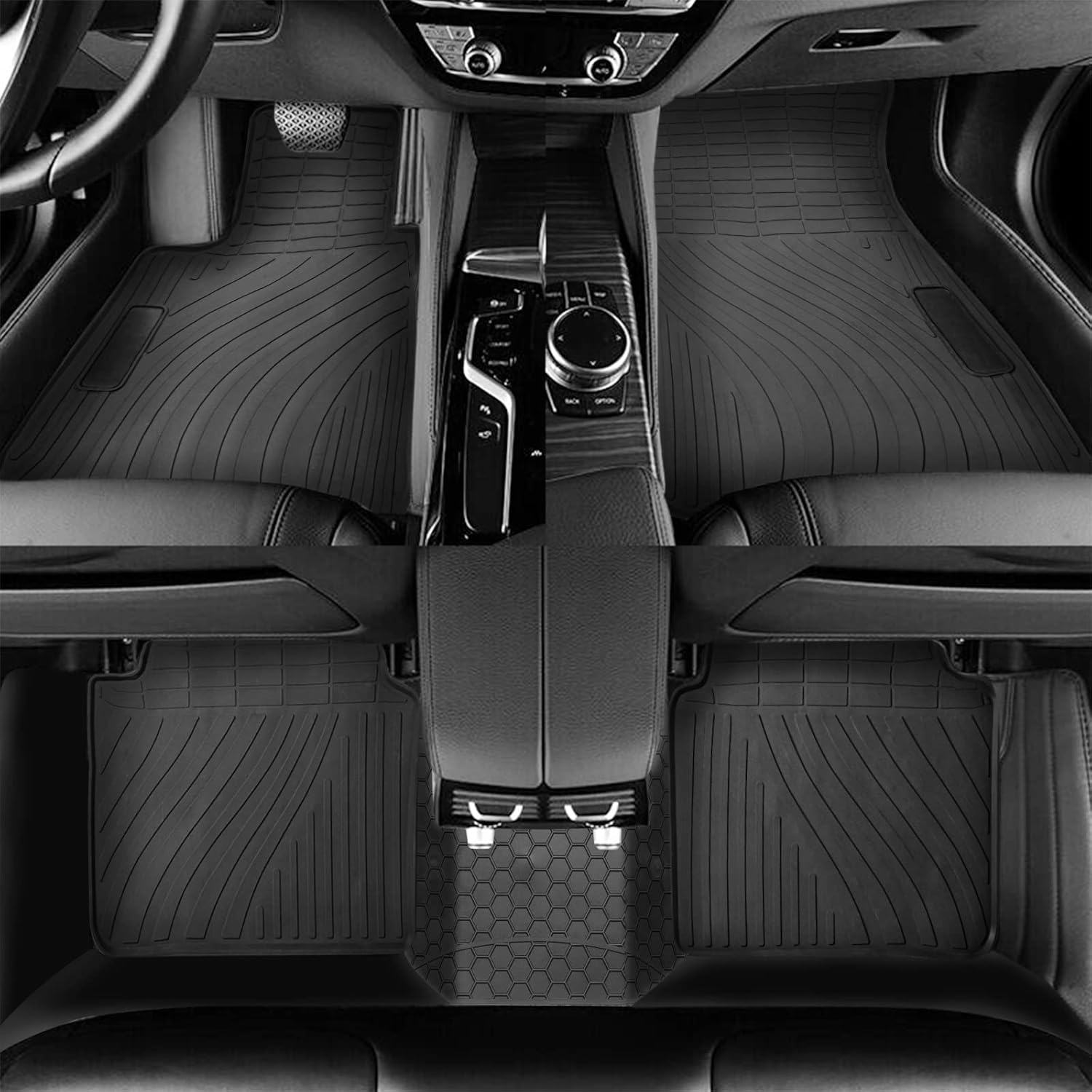 Spurtar Car Floor Mat Fit for BMW 3/4 Series F30 F31 F32 F33 F36 320I 328I 335I 2012 2013 2014 2015 2016 2017 2018 2019, Rubber Car Floor Mats with 3D Edge All Weather Protector