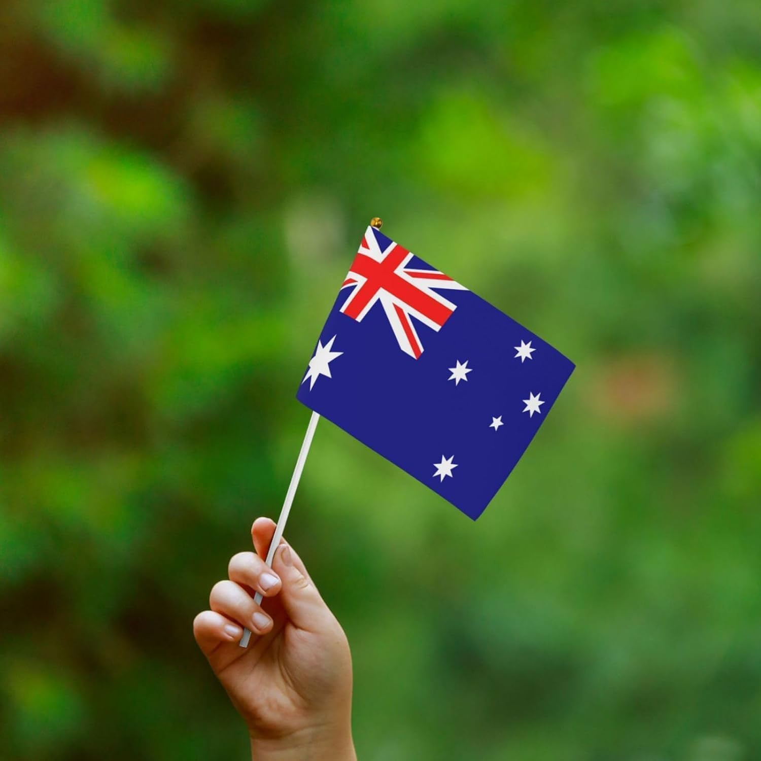 AUPOINT 20 Pics Australian Handheld Mini Flag, 14 * 21Cm, Australia Stick Flag, White Solid Pole,Vivid Color and Fade Resistant, Hand Held Stick Flags with Spear Top image number 5