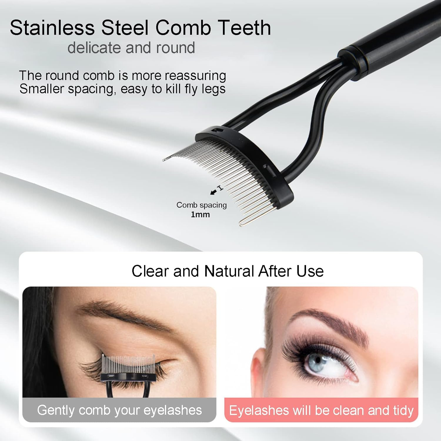 4-Piece Eyebrow Set, Eyelash Comb Eyebrow Brush, Eyebrow Comb Stainless Steel Care Brush, with Folding Eyebrow Trimmer image number 4