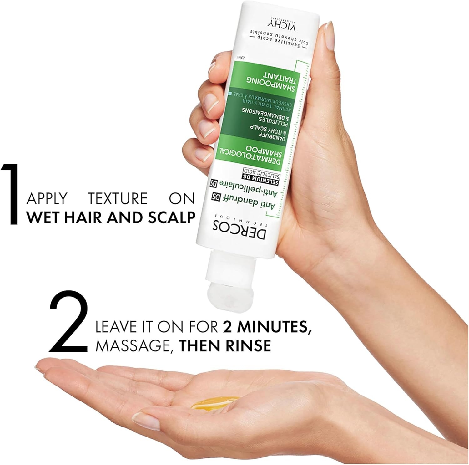 Vichy Dercos Anti-Dandruff Shampoo for Normal to Oily Hair 200Ml, DS Dermatological Shampoo for Sensitive Scalp, Dandruff & Itchy Scalp, Helps Maintain Microbiome & Eliminates Dandruff, Selenium + Salicylic Acid image number 4