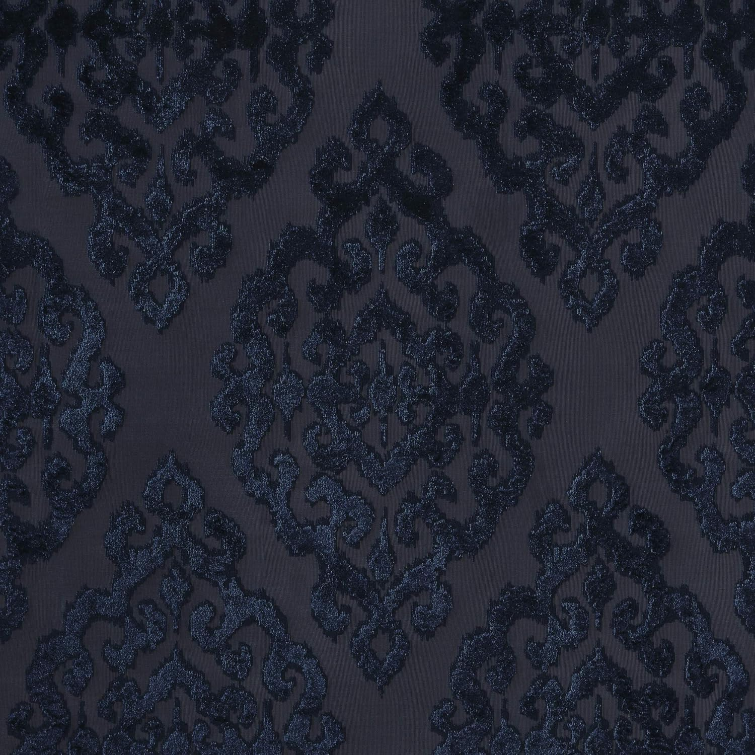 Sun Smart Mirage 100% Total Blackout Window, Knitted Jacquard Damask Room Darkening Curtains Panel with Grommet Top, 50X84, Navy image number 3