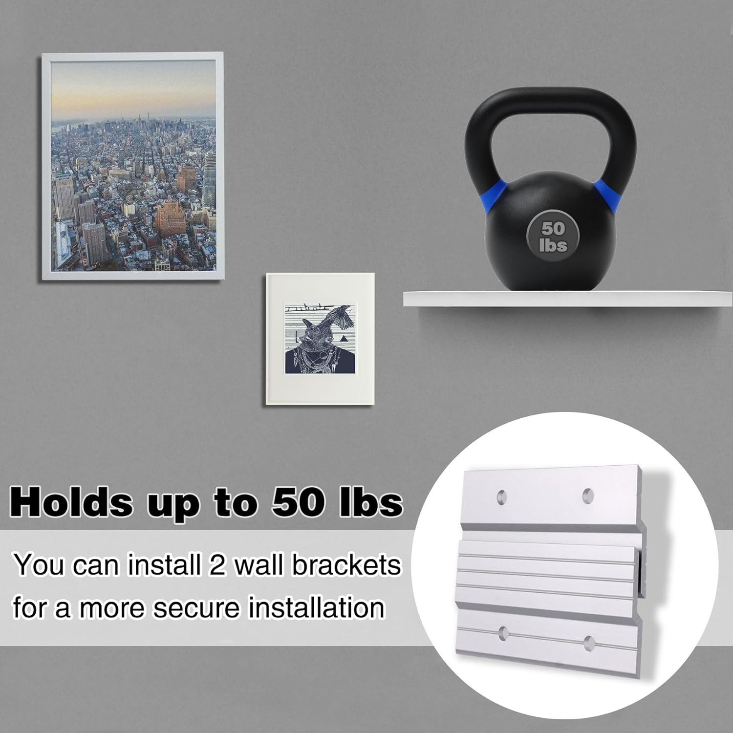 French Cleat Picture Hanger 4" Aluminum Z Clips Interlocking Wall Mounting Bracket Hardware Kit for Hanging Mirrors, Panels, Shelf ,Headboards, Artwork, Cabinet, Whiteboard, Art Frames (5 Pairs) image number 1