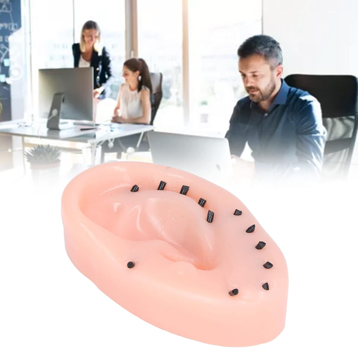 Pimple Popping Toy, Blackheads Remover Toy Novelty Stress Relief Pimples Ears Shaped Decompression Fun Toy Pimple Popper Toy for Kids and Adults, Squeeze Acne Toy Set with Tweezers image number 5