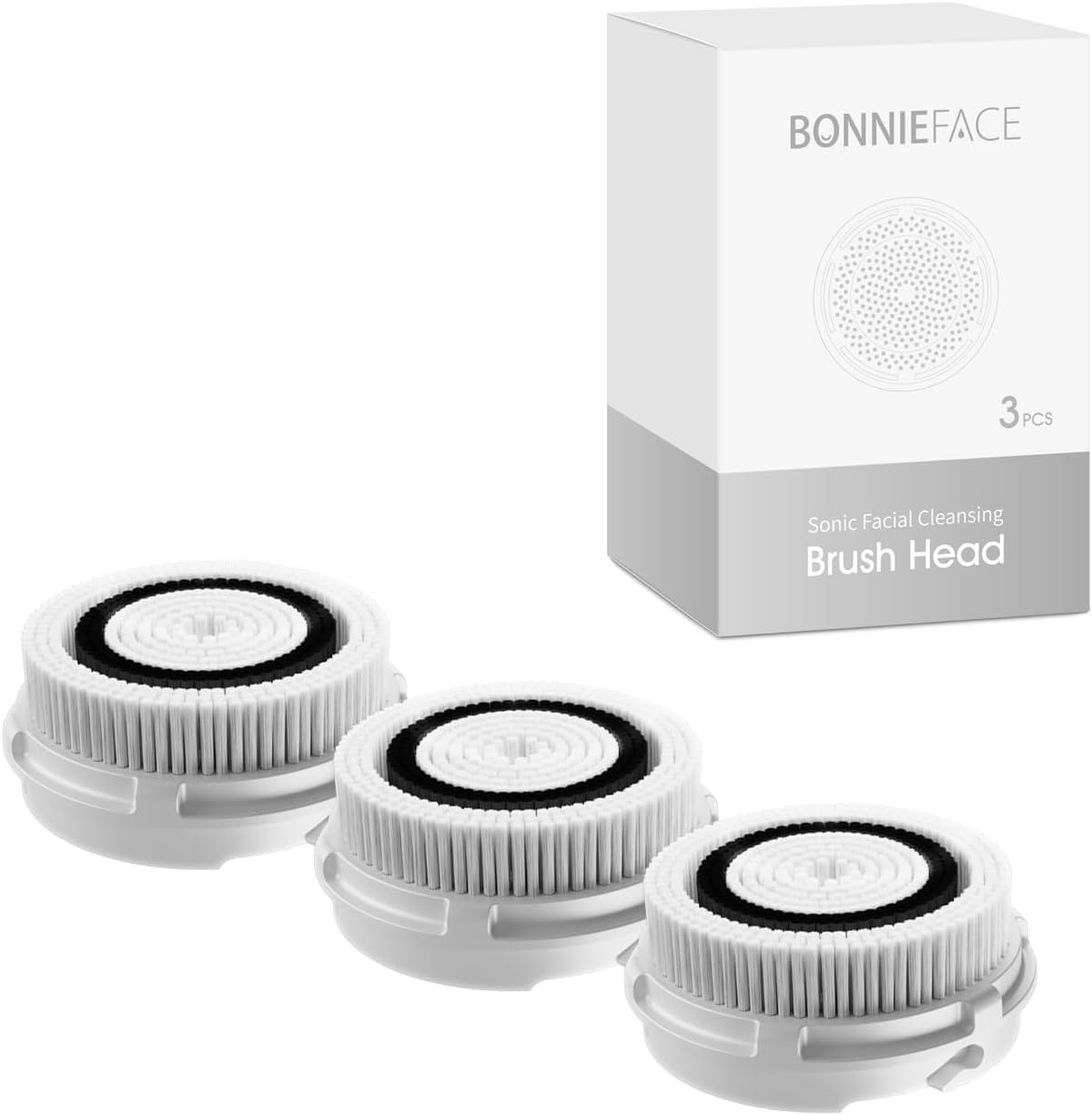 BONNIEFACE BF-1119 Sonic Facial Cleansing Brush Heads, Face Cleansing Brush Head Replacement - Luxurious Soft Bristle and Professional Dupont Bristle Options, Pack of 3 (Professional Dupont Bristle) image number 4