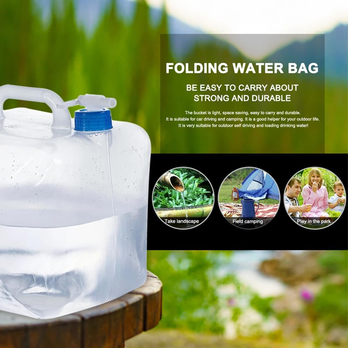 AIMALL 3Pcs Folding Camping Water Containers with Spigot &ndash; 10L 15L 20L Bpa-Free PE Portable Water Storage Buckets with Faucet and Handle for Outdoor Hiking Self-Driving Tour image number 6