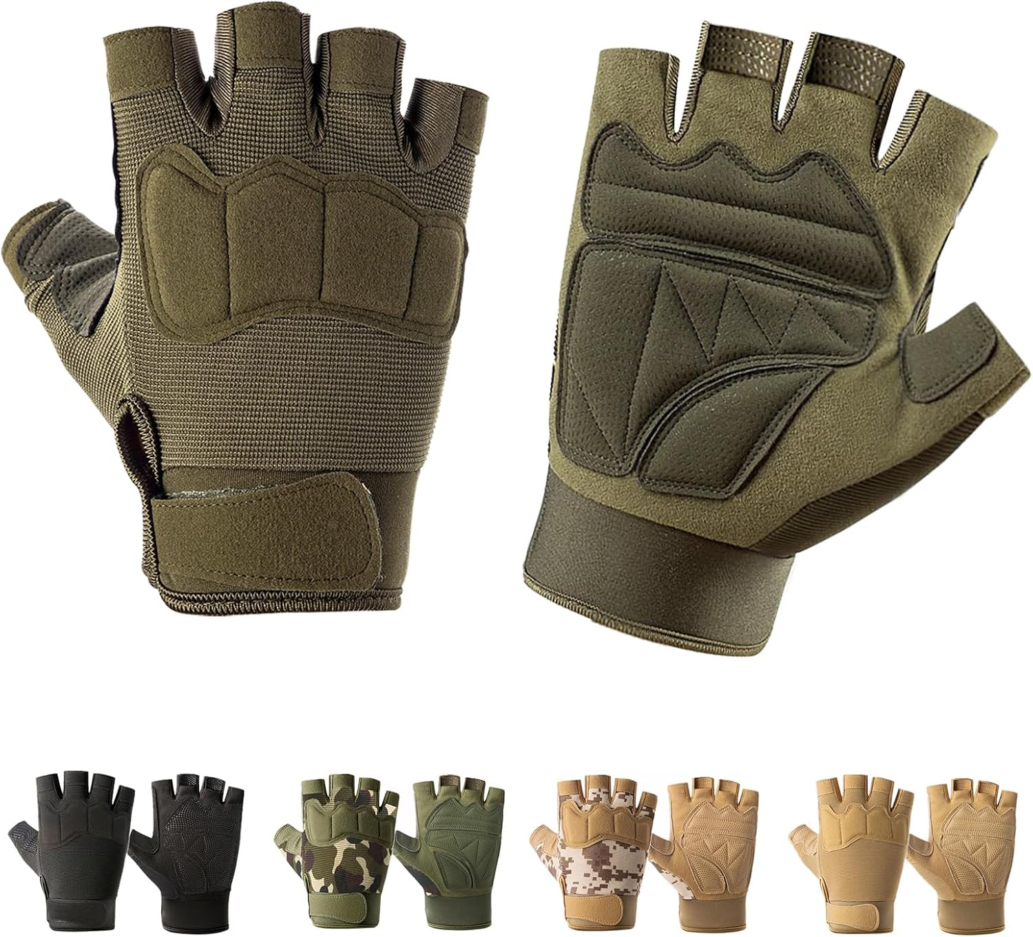 Cubeplug Mens Breathable Padded Fingerless Motorcycle Gloves Half Finger Gloves for Cycling Hiking Climbing Outdoor Sports image number 6
