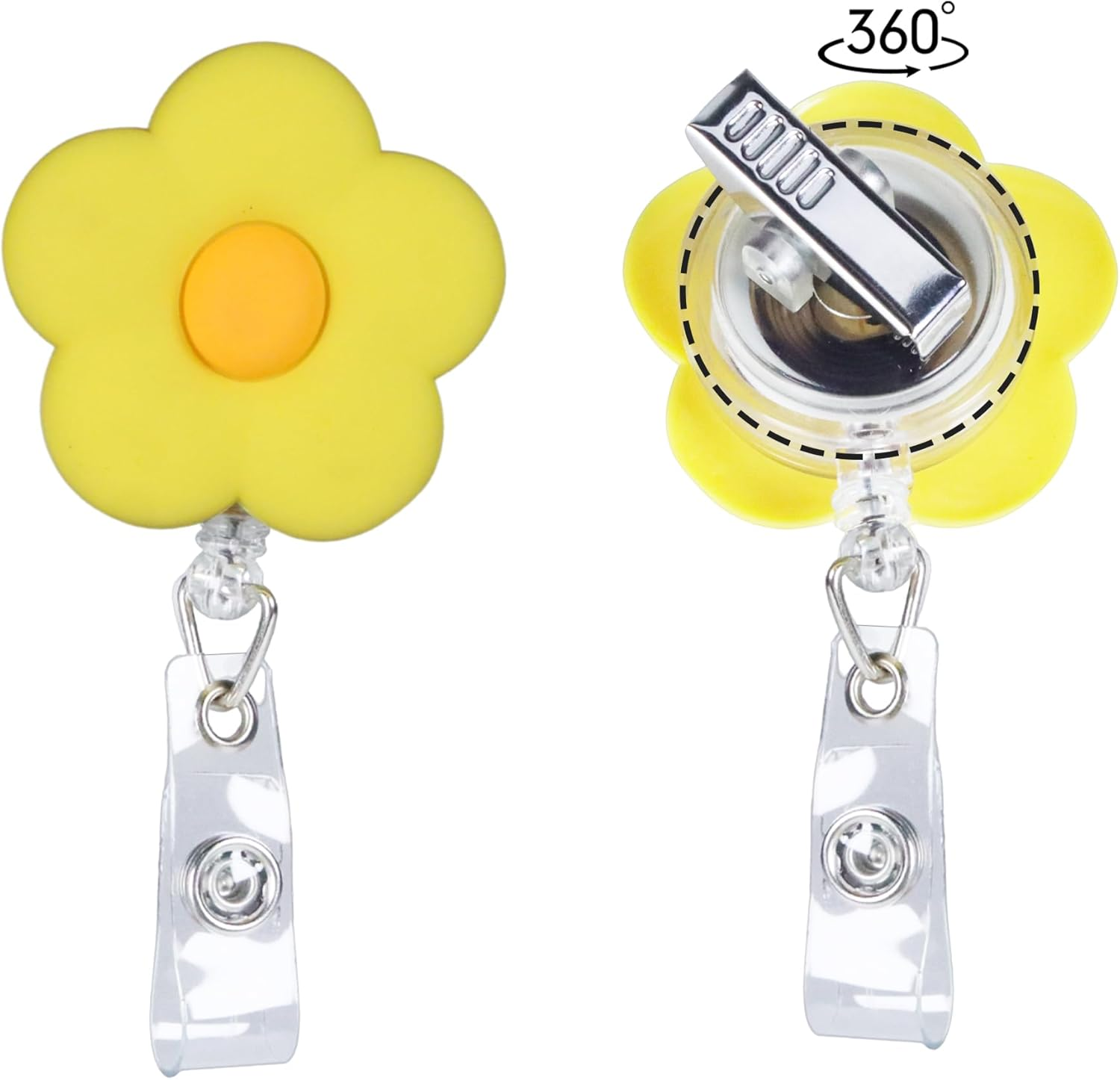 6Pcs Flower Retractable Badge Holders, Cute Colorful Badge Reels with 24 Inch Retractable Cord, Badge Holder Retractable Clip