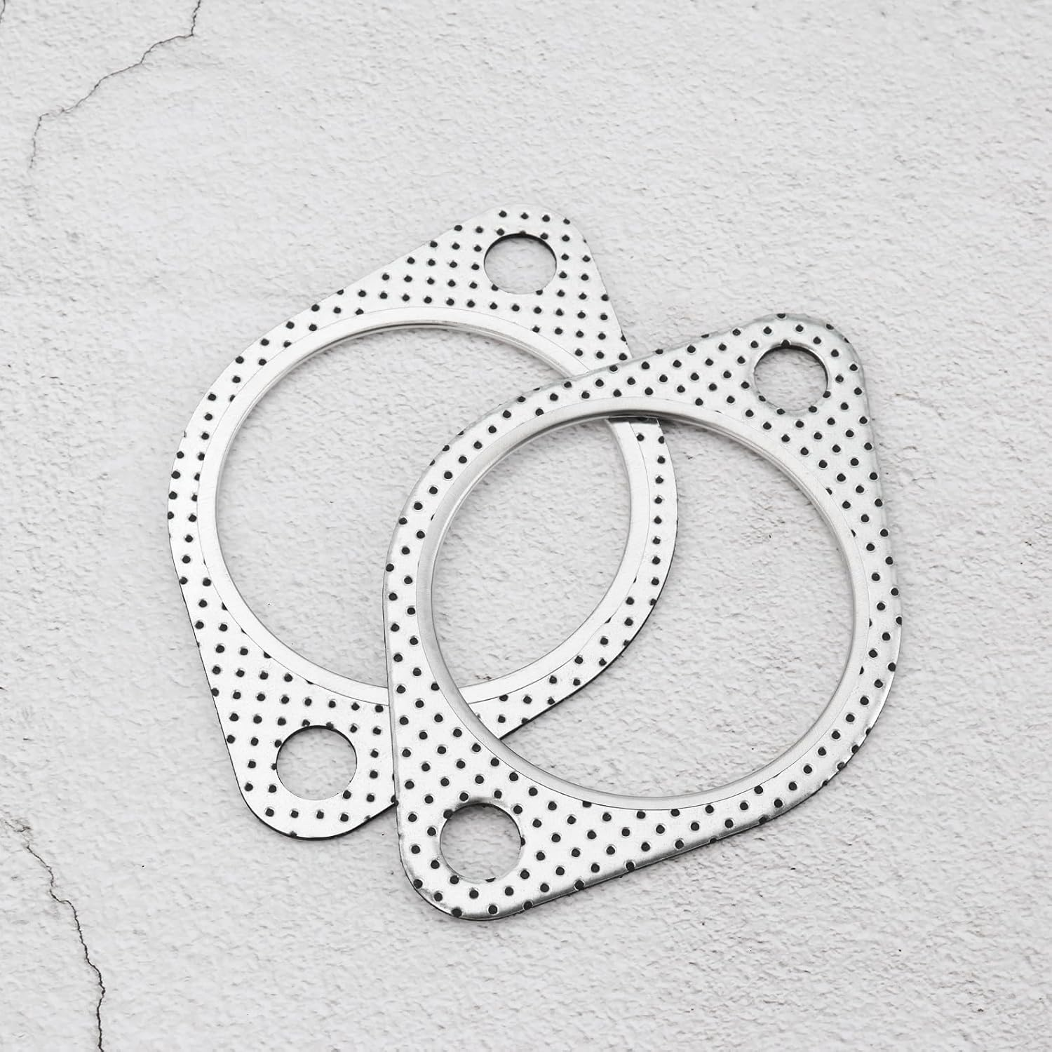 Create Idea 2Pcs 2.5 Inch Exhaust Pipe Interface Flange Gasket 2-Hole Steel Exhaust Turbine Manifold Lower Manifold Hole Spacing 102Mm for 70Mm Exhaust Pipe image number 3