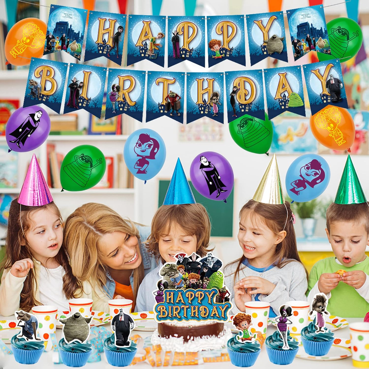 Birthday Balloons Hotel Transylvania Balloons Birthday Decorations Cake Toppers Happy Birthday Banner for Kids Birthday Party Decorations Birthday Gifts image number 6