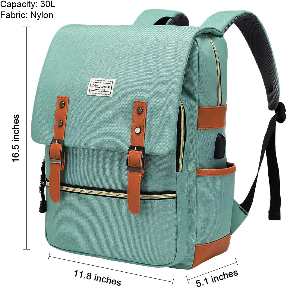 Modoker Vintage Laptop Backpack for Women Men,School College Backpack with USB Charging Port Fashion Backpack Fits 15 Inch Notebook - Black image number 7