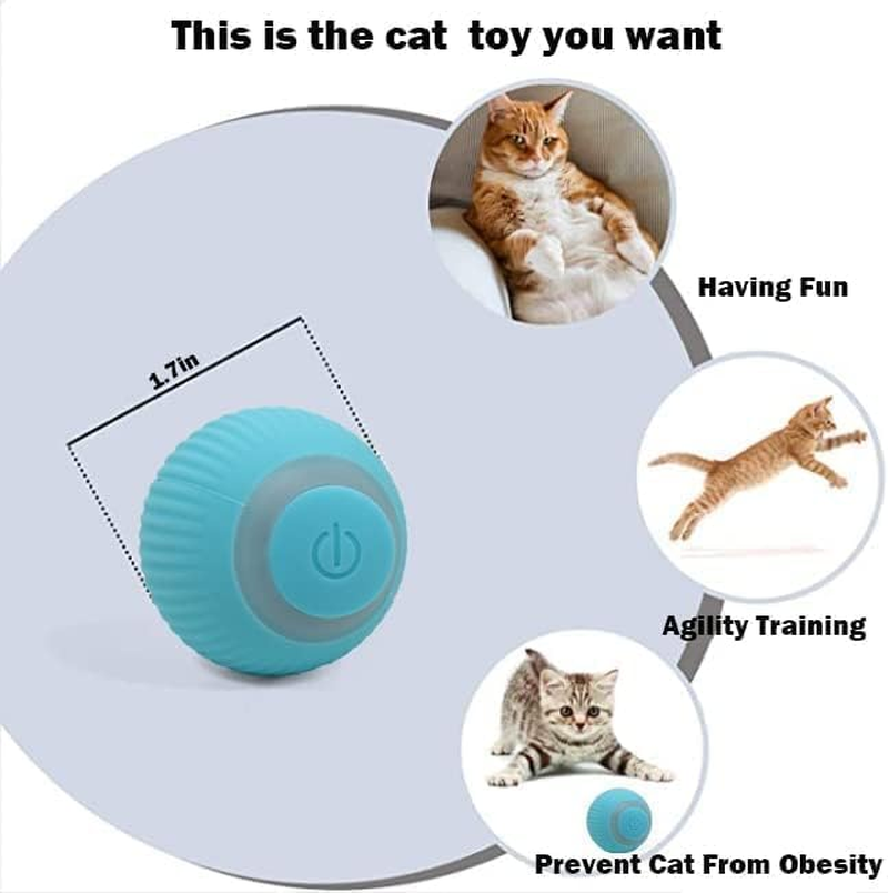 NEOVSUNY Cat Toy Electric Cat Ball, Interactive Cat Toy Ball, Cat Toy Self-Employment Automatic USB 360&deg; Rollball Intelligence Cat Toy for Cats (Pink2) - Blue 2 image number 5