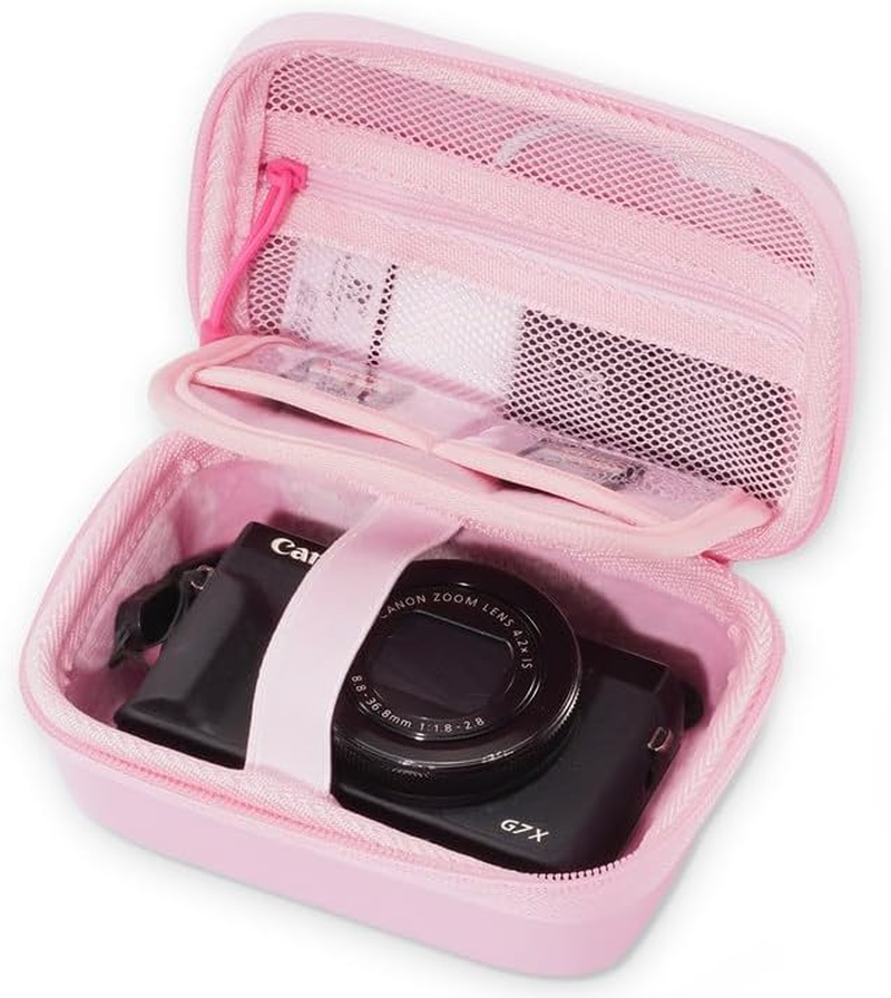 Procase Hard Shell Digital Camera Case for Canon G7X Mark III Mark II, Sony Cybershot, Powershot SX740, Ricoh GR III, Kodak Pixpro, Compact 4K Vlogging Small Cameras Travel Carrying Storage Bag -Black